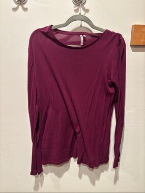 Banana Republic Long-Sleeve Crewneck Top in Deep Plum